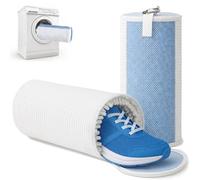 SR ESSENTIALS Shoe Washing Machine Bag 2Pcs, Reusable Laundry Bag for Sneaker, Fluffy Fibers Keep 360° Wrap-around Cleaning, Trainer Washing Machine Bag with Durable Zipper Closure (White & Blue)