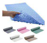 SR ESSENTIALS Shower Mat Non Slip Anti Mould - 36x70cm Shower Mat for Bathroom with Suction Cups and Drain Holes, Machine Washable Shower Mats for Inside Shower Ideal for Kids & Elderly (Blue)