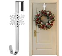 SR ESSENTIALS Wreath Hanger for Front Door 12 Inch - Decorative Snowflake Over Door Hook, Metal Wreath Holder for Christmas, Easter, Wedding & Welcome Door Decoration (Silver)
