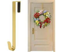 SR ESSENTIALS Wreath Hanger for Front Door 12 Inch - Heavy Duty Over Door Hook for Wreaths, Coats & Bags, Metal Door Hanger for Ramadan & Eid Decor, Wedding, Easter, Seasonal Decorations (1Pc Golden)