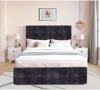 Sr Living Ltd 3Ft Single Naples Slate Divan Bed Set With 26'' Chesterfield Headboard & 12" Footboard & 10'' Spring Foam Mattress & 2 Drawers
