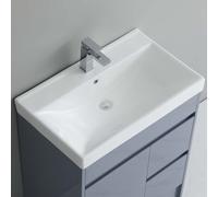 SR-Sink-75E-B1: 750mm Ceramic Inset Basin with Overflow, 1 Tap Hole, Gloss Finish, Anti-Bacterial Nano Glaze