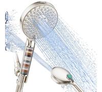 SR SUN RISE Filtered Shower Head with Handheld, High Pressure 9 Spray Mode Brushed Nickel Showerhead with Filters, Detachable Shower Head,Water Softener Filters Beads for Hard Water - Remove Chlorine