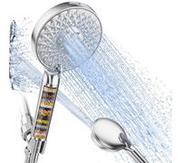 SR SUN RISE Filtered Shower Head with Handheld, High Pressure 9 Spray Mode Chrome Showerhead with Filters, Water Softener Filters Beads for Hard Water - Remove Chlorine - Reduces Dry Itchy Skin