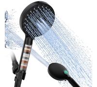 SR SUN RISE Filtered Shower Head with Handheld, High Pressure 9 Spray Mode Matte Black Showerhead with Filters, Water Softener Filters Beads for Hard Water - Remove Chlorine - Reduces Dry Itchy Skin