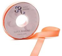 SR SUPER RIBBONS®™- Full Reel 25mm Double Faced Satin Ribbon, 20 Metres on Reel - Peach