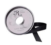 SR Super Ribbons®™- Full Reel 3mm Double Faced Satin Ribbon, 50 Metres on Reel - Black