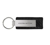 SR1 Performance C7 Corvette Carbon Fiber/Metal Rectangular Keychain w/Corvette Script - Officially Licensed Chevrolet Key Chain, Black, Default