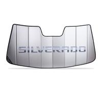 SR1 Performance Chevy Silverado Logo Accordion Style Sunshade - Insulated Silver : Chevy Trucks (2014-2019 With Lane Departure)