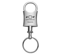 SR1 Performance Chevy Trucks Curved Ring Pull-A-Part Keychain - Officially Licensed Chevrolet Key Tag, Silver, Default