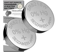 SR621SW Watch Batteries - 2 x Seizaiken 364 Equivalent Cell Button Watch Battery Replacement Kit for Watches with Fitting Guide