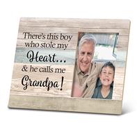 SRADMO There's This Boy Who Stole My Heart and He Calls Me Grandpa Picture Frame,Grandpa and Grandson 10×8 inch Wooden Tabletop Photo Frame