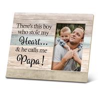 SRADMO There's This Boy Who Stole My Heart and He Calls Me Papa Picture Frame, Papa Dad Daddy 10×8 inch Wooden Tabletop Photo Frame for father, Dad Birthday Gifts from Son