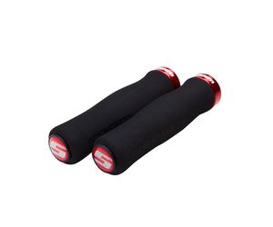 SRAM Locking Grips Contour Foam 129 MM Black With Single Red Clamp And End Plugs