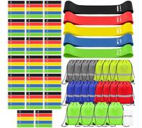 Sratte 120 Pcs Workout Loop Resistance Bands Bulk, Gym Elastic Bands Set for Fitness Sport Class Students Members Gift Physical, 5 Pieces Each Set, with Large Drawstring Backpack Bags(Multicolored)