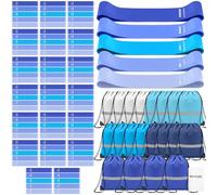 Sratte 120 Pcs Workout Loop Resistance Bands Bulk, Gym Elastic Bands Set for Fitness Sport Class Students Members Gift Physical, 5 Pieces Each Set, with Large Drawstring Backpack Bags(Blue)