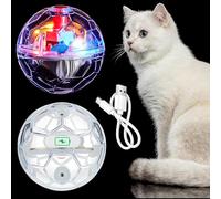 Sratte 2 Pcs Cat Ball Ghost Hunting Light up Cat Balls Toys Motion LED Motion Activated Flash Glowing Lighted Dog Interactive Toys Pet (Clear,Rechargeable Model)