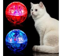 Sratte 2 Pcs Cat Ball Ghost Hunting Light up Cat Balls Toys Motion LED Motion Activated Flash Glowing Lighted Dog Interactive Toys Pet(Rose Red, Light Blue)
