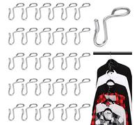 Sratte 50 Pieces Clothes Hanger Connector Hooks, Metal Clips Extender Hooks for Velvet Hangers Plastic Wooden Closet Space Saving(Silver,50 Pieces)