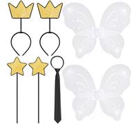 Sratte 7 Pcs Fairy Costume Set, Butterfly Wings, Wand & Crown for Girls