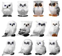 Sratte Christmas Owl Ornament Furry Owl Ornaments Cute Hanging Animal Decoration for Christmas Tree Carnival Party (White,24 Pcs)