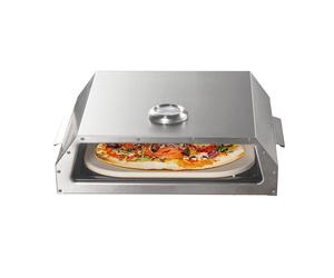 SRBT063: Bighorn Stainless Steel Pizza Oven Box - Grill Compatible, 5.2 kg, Integrated Thermometer, Includes Pizza Stone