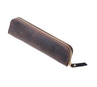 Srcasy Apices Vintage Leather Pen Case with Zipper, Pen Holder with Zipper, for Students, Teachers, Businessmen, Journalists, Writers, Coffee Brown, Modernity
