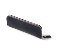 Srcasy Leather Pencil Case for Fountain Pens, Retro Pencil Case with 4 Pen Loops and Zip, Slim Pencil Case Portable, for Students, Businessmen, Adults, Artists, black, Modernity