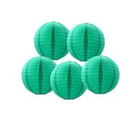 SrchJoy Paper Lanterns Pack of 5 Chinese Wedding Paper Lantern lampshade Lights Round Hanging Lantern for Birthday Party Decorations (Teal, 5 Pcs - 14" (35cm))