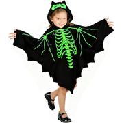 srclo Bat Skeleton Costume for Children, Glow in Dark Batman Unisex Jumpsuit, Halloween Carnival (XL)