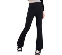 srclo Girls Flared Leggings,Kids Athletic Legging,High Waisted Dance Yoga Pants for Ages 7-13 Black