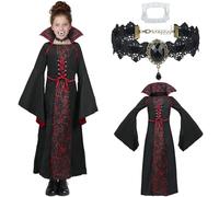 srclo Royal Dracula Vampire Costume for Girls, Halloween, Carnival, Theme Party, Cosplay, Fancy Dress (XL)