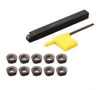 SRDPN1010H10 External Tool Holder Kit with RPMT10T3MO 10PCS Carbide Inserts, CNC Boring Bar for Lathe, Replaceable Alloy Steel Cutting Tool Set