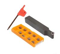 SRDPN1616H08 16x100mm Lathe External Turning Tool Holder with 10pcs RPMT08T2M0E-JS Carbide Inserts for -Finishing and Finishing