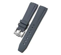 SRDRK 19mm 20mm 21mm Rubber Silicone Watchband Fit， For Longines Conquest HydroConquest L3 Waterproof Watch Strap Pin/Folding buckle(Gray Pin Buckle,20mm)