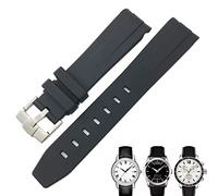 SRDRK 19mm 20mm Curved End Rubber Watchband for Tissot 1853 Lelocle PRC200 Rolex Submariner Hamilton Omega Waterproof Watch Strap(Black 1,19mm)