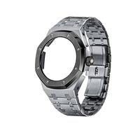 SRDRK 4th generation GA2100 stainless steel strap kit, the octagonal full metal case strap is suitable for GA2100 retrofitting and upgrading DIY(Black with Steel)
