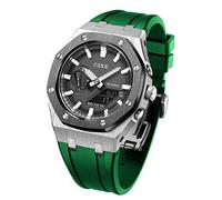 SRDRK 5rd For GA2100 GA2110 Mod Kits, Metal Watch Band Strap Bezel, Watch Modding Replacement Accessories Set Silver Black Case(Green)