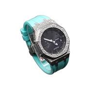 SRDRK Casioak Mod Kit Metal Bezel Watch Case For GA2100 Hammer Rubber Band+Case For GA2110 Stainless Steel Cover(Silver Light U-B)