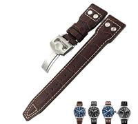 SRDRK For IWC WatchBands 20mm 21mm 22mm Italian Cowhide Watch Strap(Brown white 1-01,21mm)