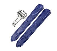 SRDRK Genuine Leather Watchband 14mm 16mm 18mm 20mm 22mm For Ballon Bleu De Cartier Convex Type Colorful Calfskin Watch Strap(Light blue,14mm)