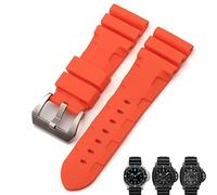 SRDRK Nature Rubber 26mm Watch Band For Panerai Submersible Luminor PAM Black Blue Red Orange Strap Butterfly Clasp(Orange Pin,26mm SPin)