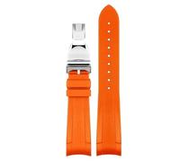 SRDRK Rubber Watchband For Tudor Black Bay GMT Watch Strap Curved End Folding Buckle Black Blue Red 22mm Wrist Band(Orange-SR fold)