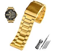 SRDRK Stainless steel watchband 22mm 24mm 26mm 28mm men solid metal bracelet for diesel DZ7333 DZ4344 watches band(Golden,24mm)
