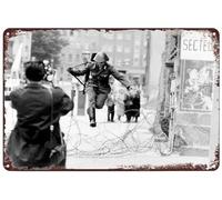 SREELEATHERS Conrad Schumann Escapes Wall Jump Metal Poster Military History Photo Vintage Tin Sign Wall Art Decor Plaque for Home Bar Pub Club Cafe 8x12 inch