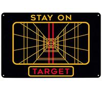 SREELEATHERS Stay On Target Metal Poster Tin Sign Wall Art Decor Plaque for Home Bar Pub Club Cafe Game Room Office Bedroom Garage 8x12 Inch