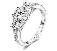Sreema London 925 Sterling Silver Brilliant Round Cut Crystals Engagement/Wedding Ring (K)
