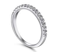 Sreema London Brilliant Round Cut Eternity Ring - Half AAAAA Cubic Zirconia Crystal Eternity Ring Style - Half Eternity 925 Sterling Silver - Sizes I - T… (J)