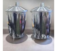 Srendi® 2 x 90 Litre 90L Extra Large Galvanised Metal Incinerator Recycle Garden Rubbish Fire Burning Bin with Lid
