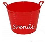 Srendi® 42 Litre Large Flexi Tub Garden Home Flexible Colour Rubber Storage Container Bucket Polyethylene Flex Tub- Made in U.K. (Red)